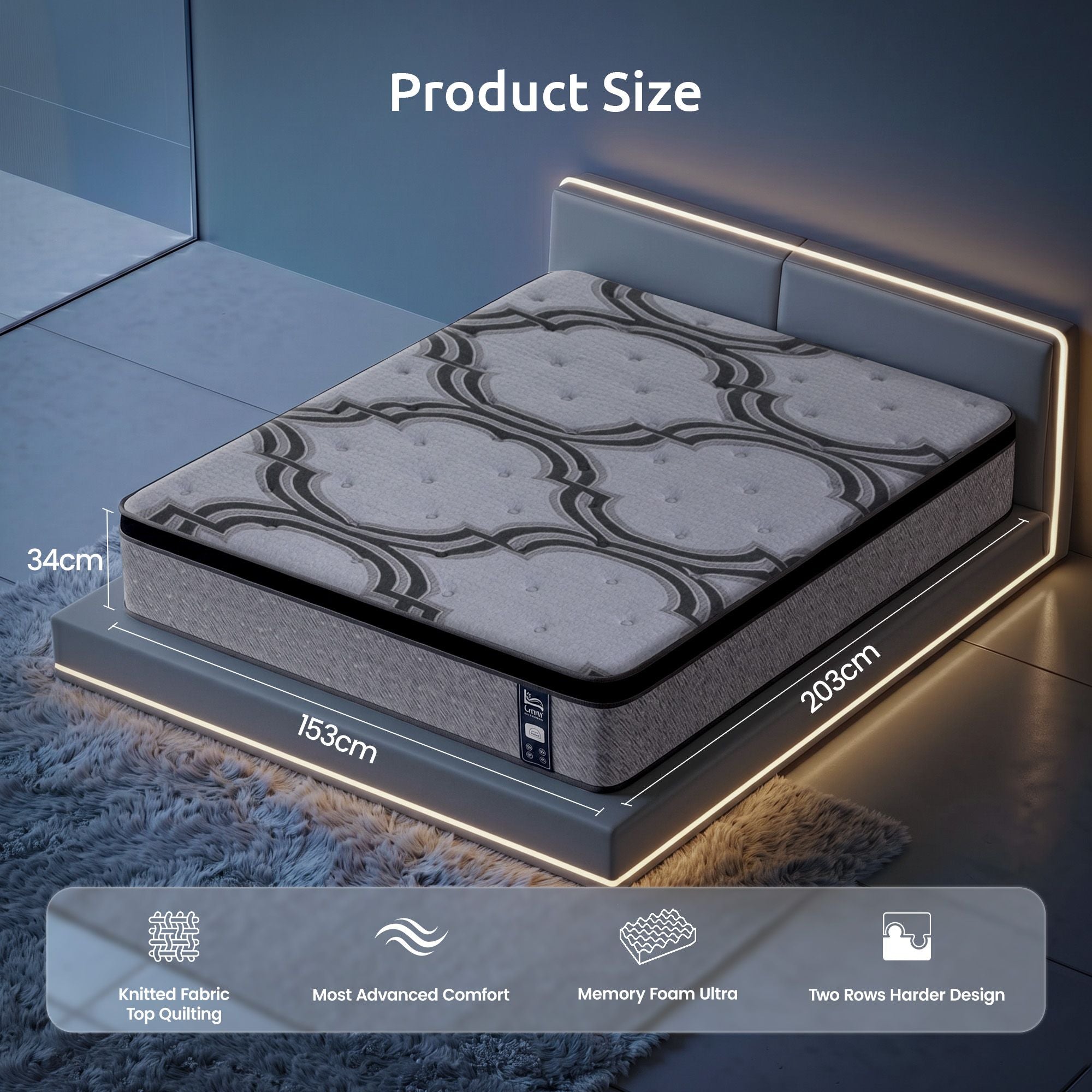 Levitex 34cm Latex & Memory Foam Hybrid Mattress – Queen