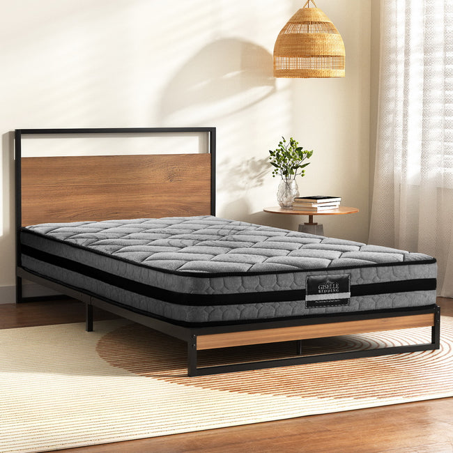 Artiss King Single Metal Bed Frame with Mattress