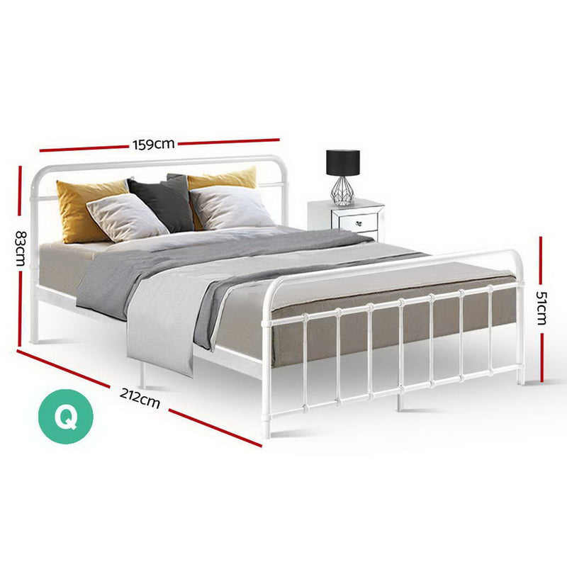 Artiss LEO Queen Bed Frame – White