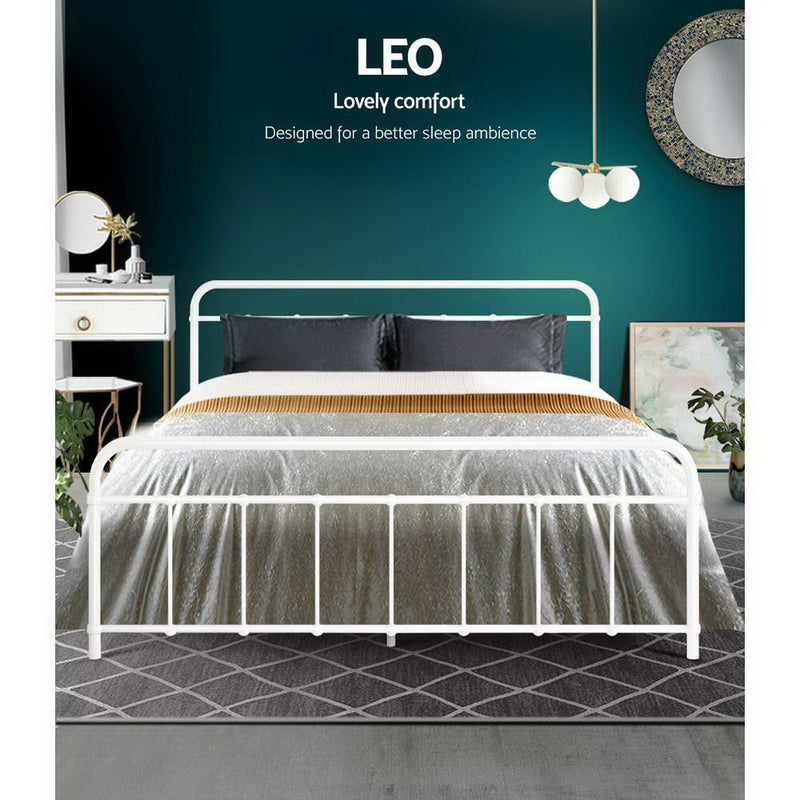 Artiss LEO Queen Bed Frame – White