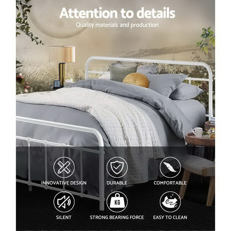 Artiss LEO Queen Bed Frame – White