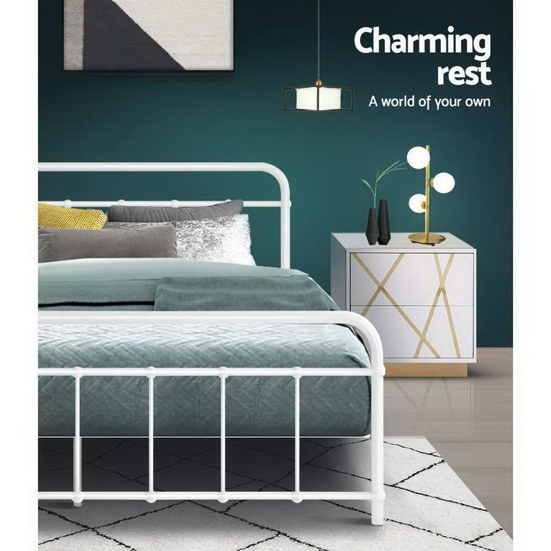 Artiss LEO Queen Bed Frame – White