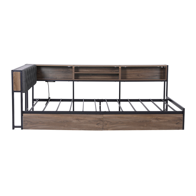 Artiss Single Bed Frame w/ 2 Drawers & Charging Station