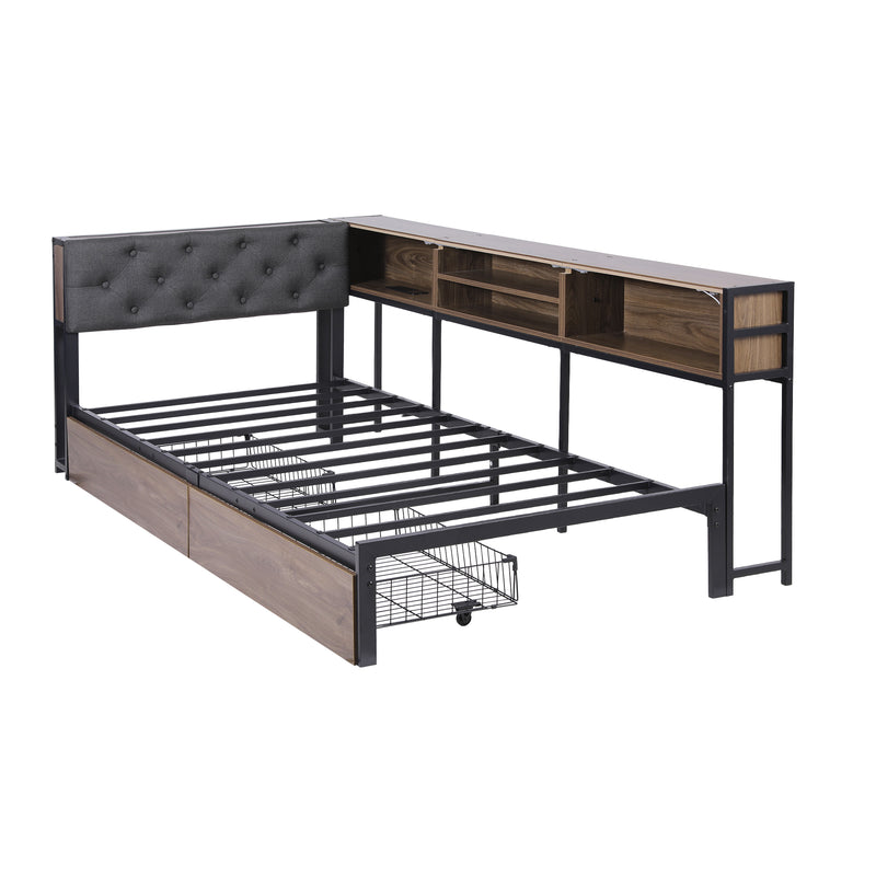 Artiss Single Bed Frame w/ 2 Drawers & Charging Station
