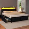 Artiss Queen Metal Bed Frame with Storage, LED & Charging Station