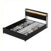Artiss Queen Metal Bed Frame with Storage, LED & Charging Station