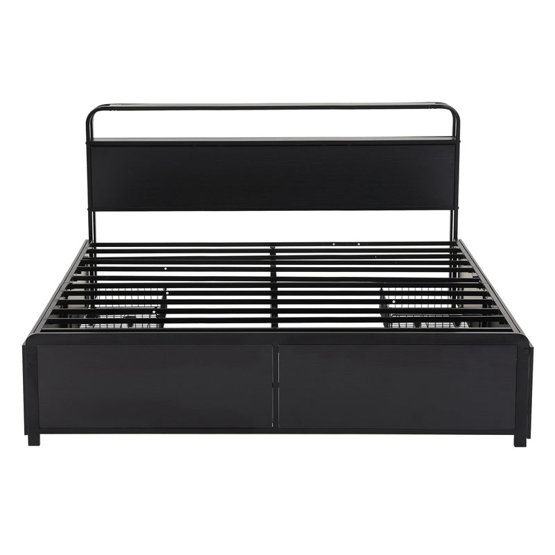 Artiss HEDY King Bed Frame with 4 Drawers & Storage Headboard
