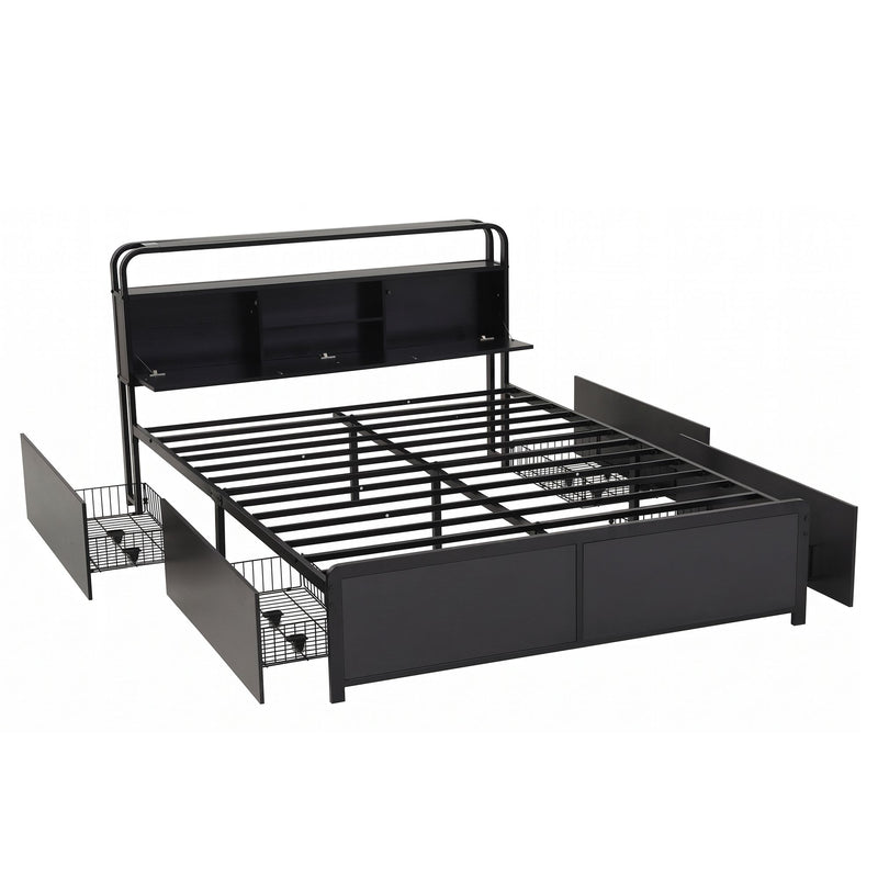 Artiss HEDY Queen Bed Frame with 4 Drawers & Storage Headboard