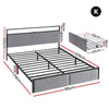 Artiss King Metal Bed Frame with LED & Charging Station
