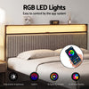 Artiss King Metal Bed Frame with LED & Charging Station