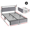 Artiss Queen Velvet Bed Frame with LED & Charging Station – Black
