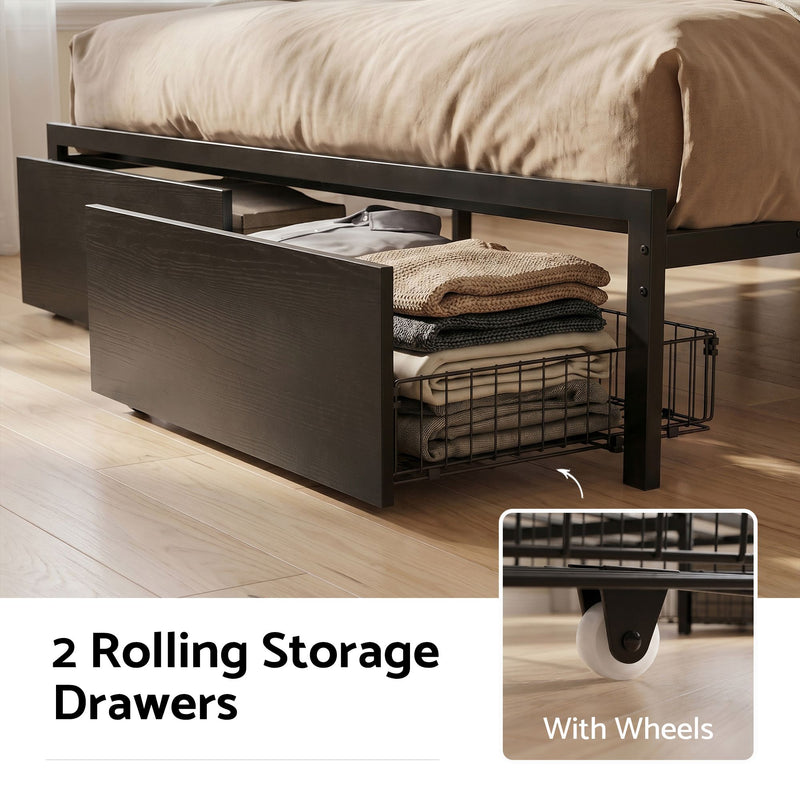 Artiss Queen Bed Frame with Charging Station, LED & Storage – ZAC