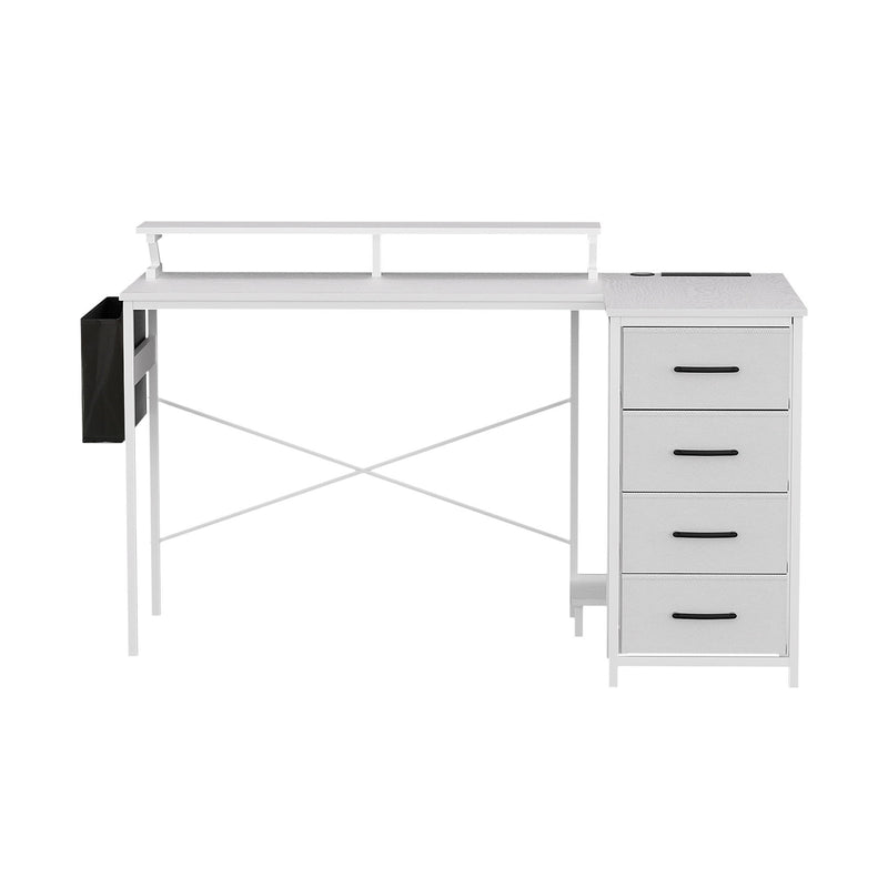 Artiss 140cm L Shaped Gaming Desk Computer Desk with LED Lights & Power Outlets