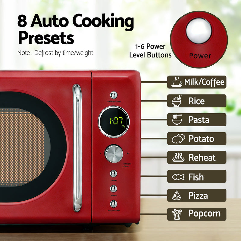 Devanti 20L Microwave Oven 700W – Red