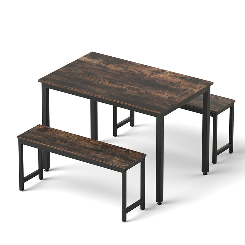 3-Piece Dining Table & Chairs Set – Dark Walnut