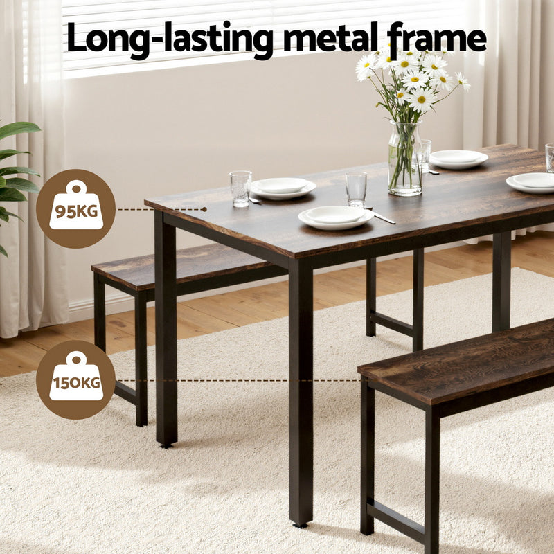 3-Piece Dining Table & Chairs Set – Dark Walnut
