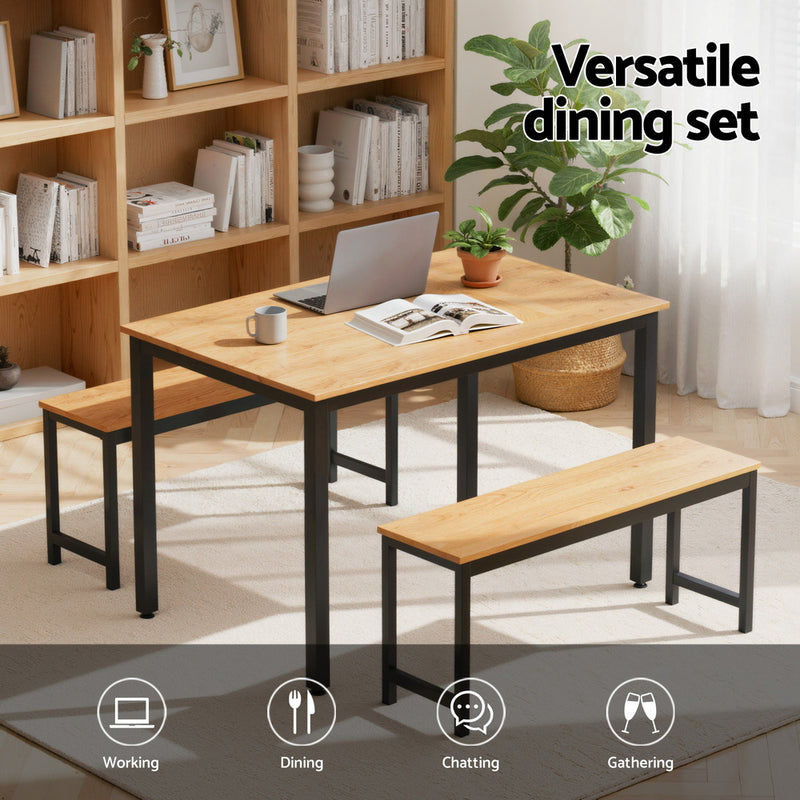 3-Piece Dining Table & Chairs Set – Natural Oak