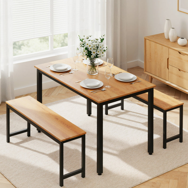 3-Piece Dining Table & Chairs Set – Natural Oak