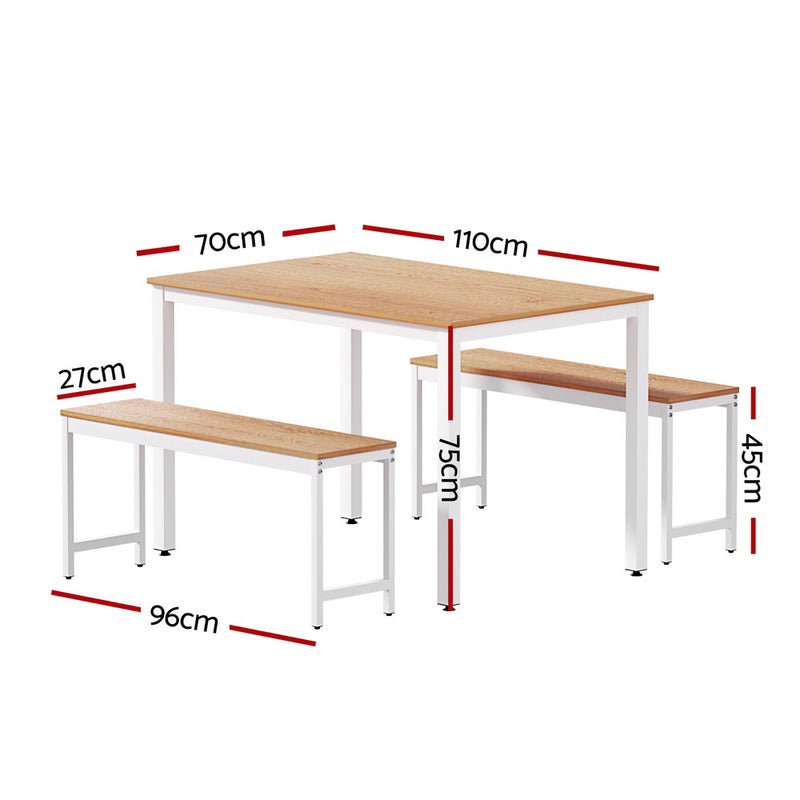 Artiss 3-Piece Dining Set – Table & Bench