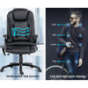 8-Point Massage Office Chair Heated Seat Recliner PU Black