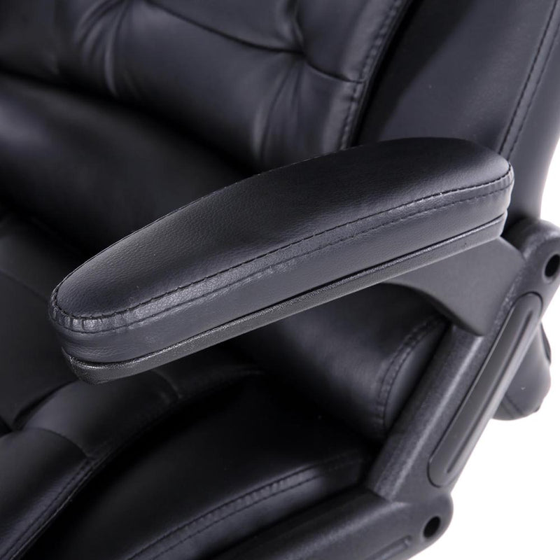 8-Point Massage Office Chair Heated Seat Recliner PU Black