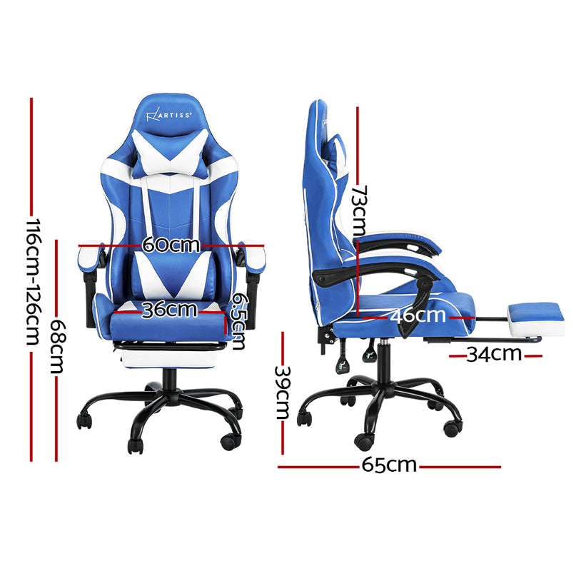 Executive Gaming & Office Chair – Blue & White