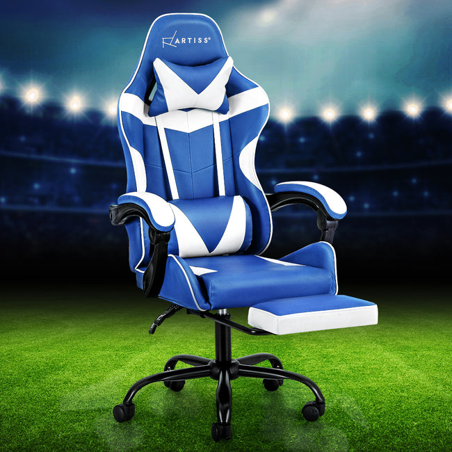 Executive Gaming & Office Chair – Blue & White