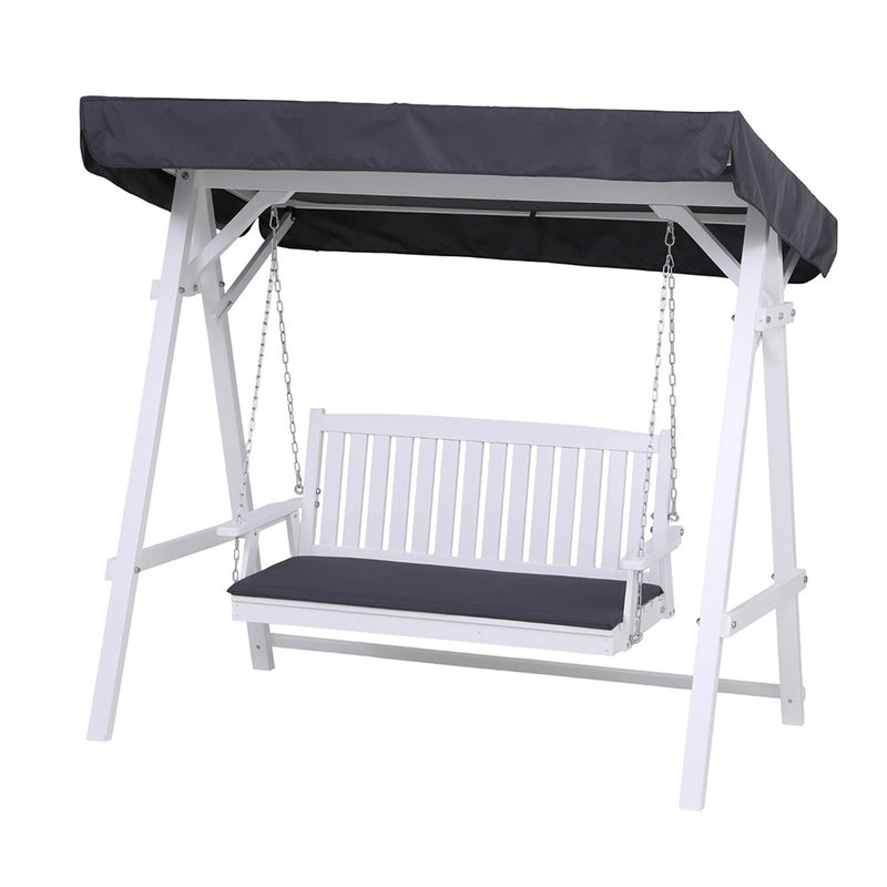 Gardeon Outdoor Wooden Swing Bench with Canopy & Cushions