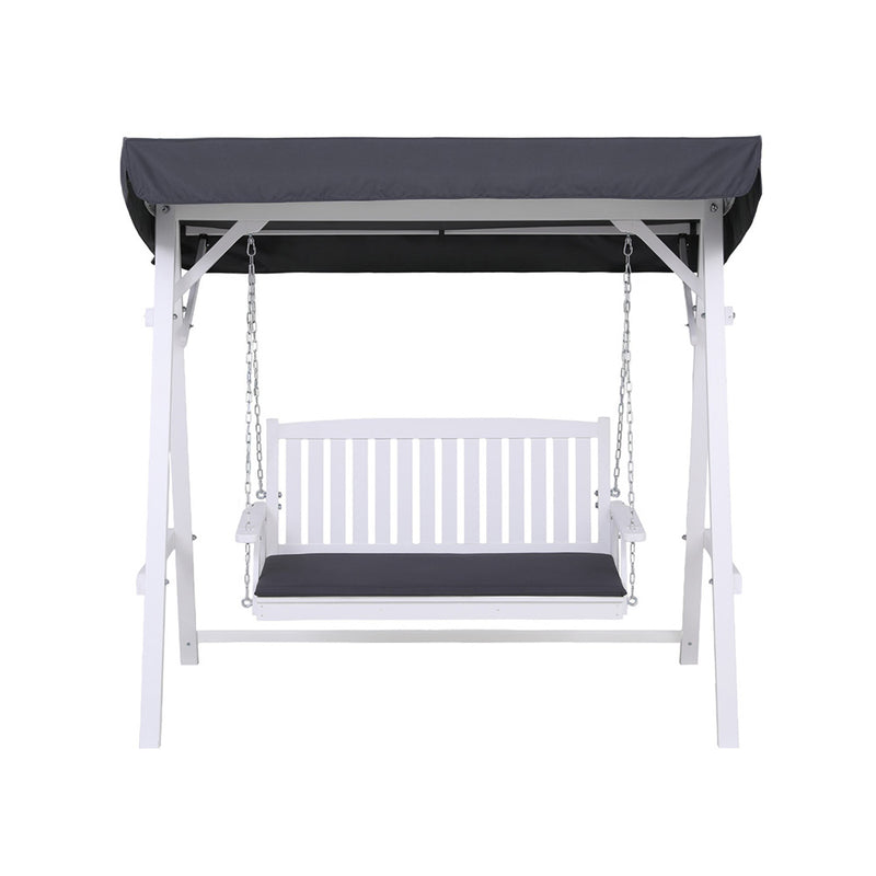 Gardeon Outdoor Wooden Swing Bench with Canopy & Cushions