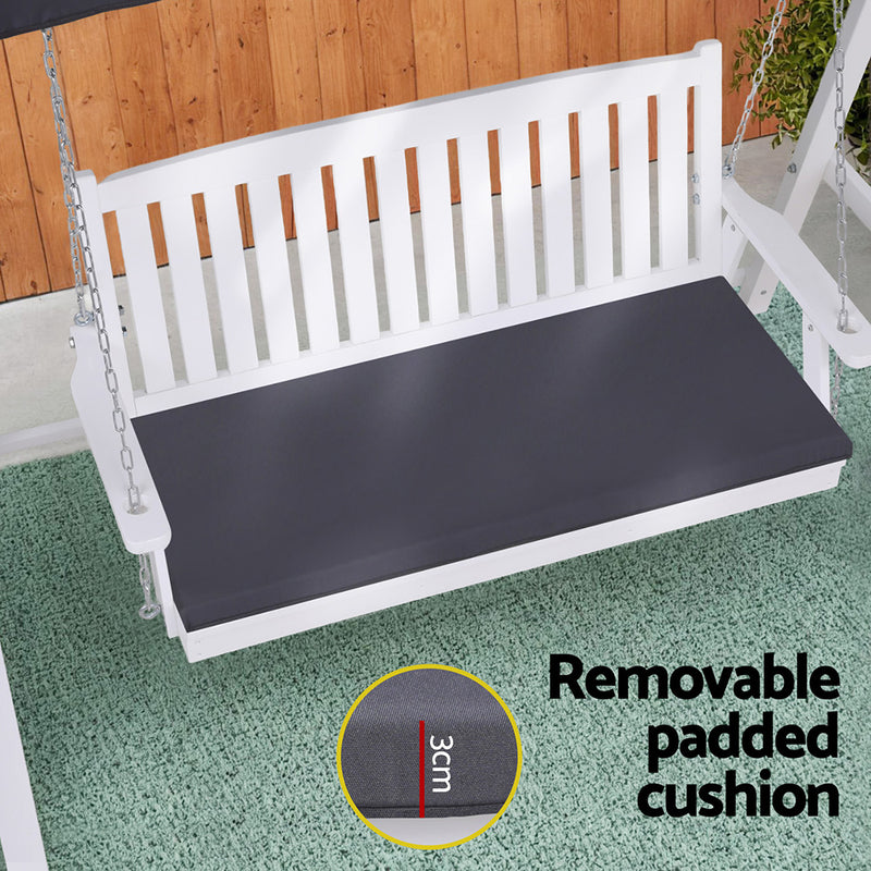 Gardeon Outdoor Wooden Swing Bench with Canopy & Cushions