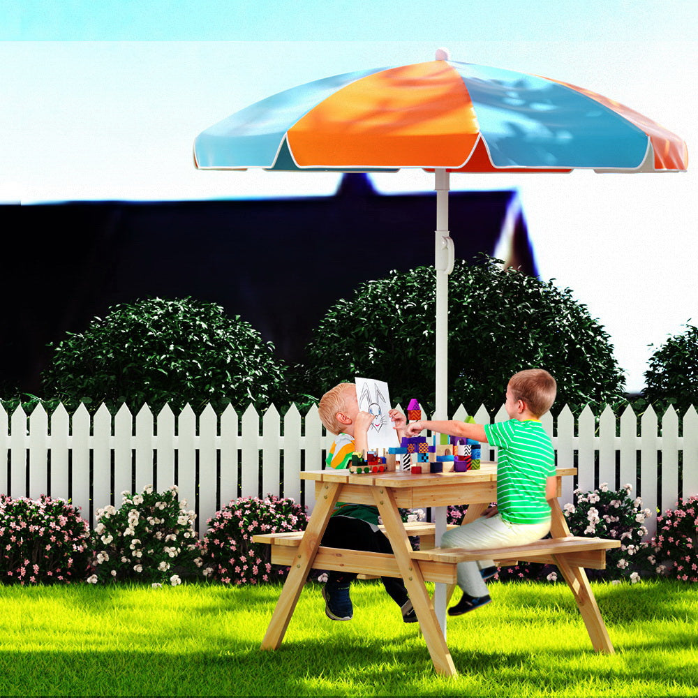 Keezi Kids Picnic Table with Umbrella & Sand Pit