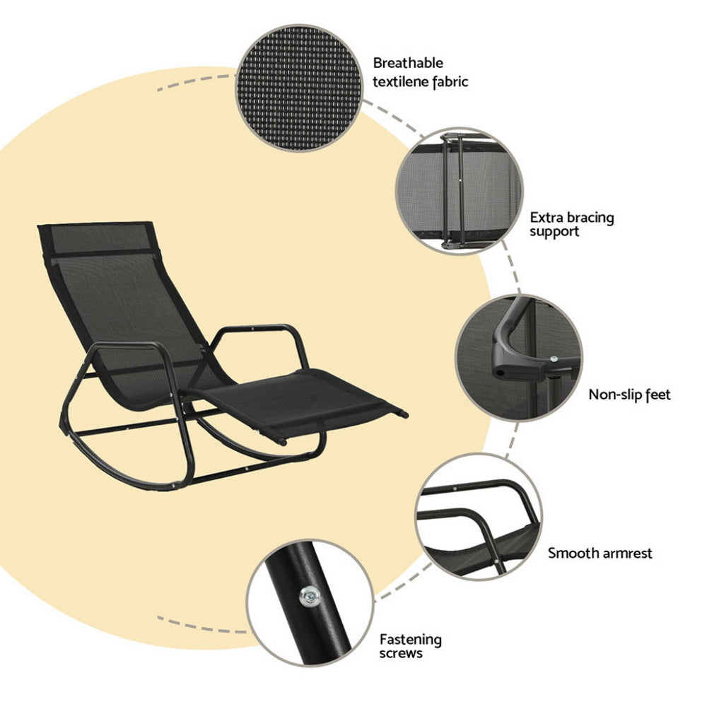 Gardeon Outdoor Rocking Sun Lounge Chair