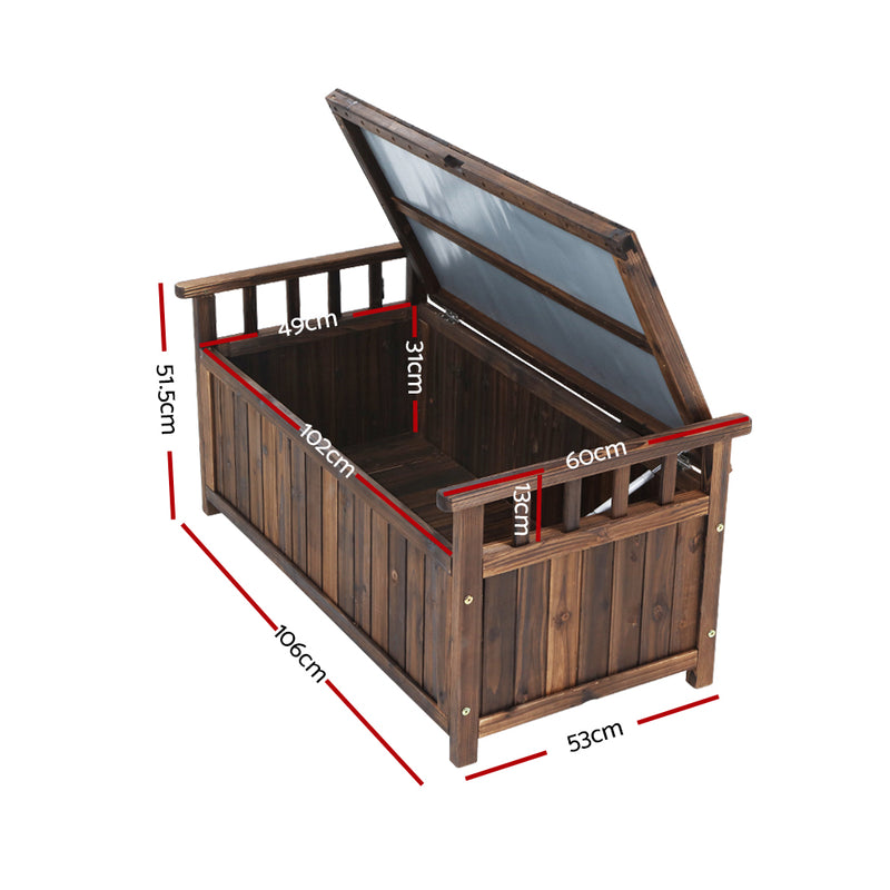 Garden Outdoor Storage Bench Box – Wooden Garden Patio Furniture (Charcoal)