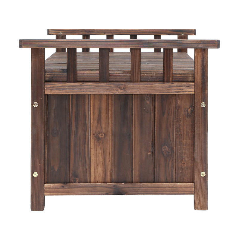 Garden Outdoor Storage Bench Box – Wooden Garden Patio Furniture (Charcoal)