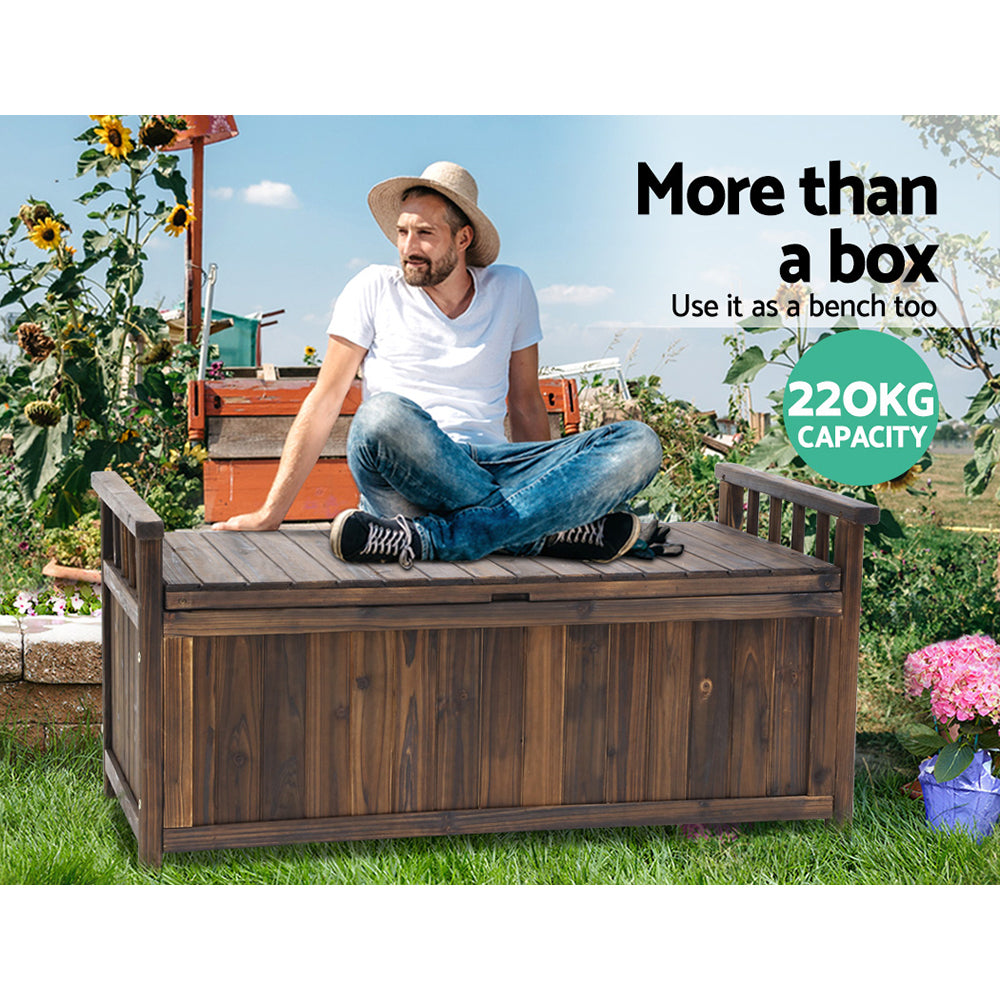 Garden Outdoor Storage Bench Box – Wooden Garden Patio Furniture (Charcoal)