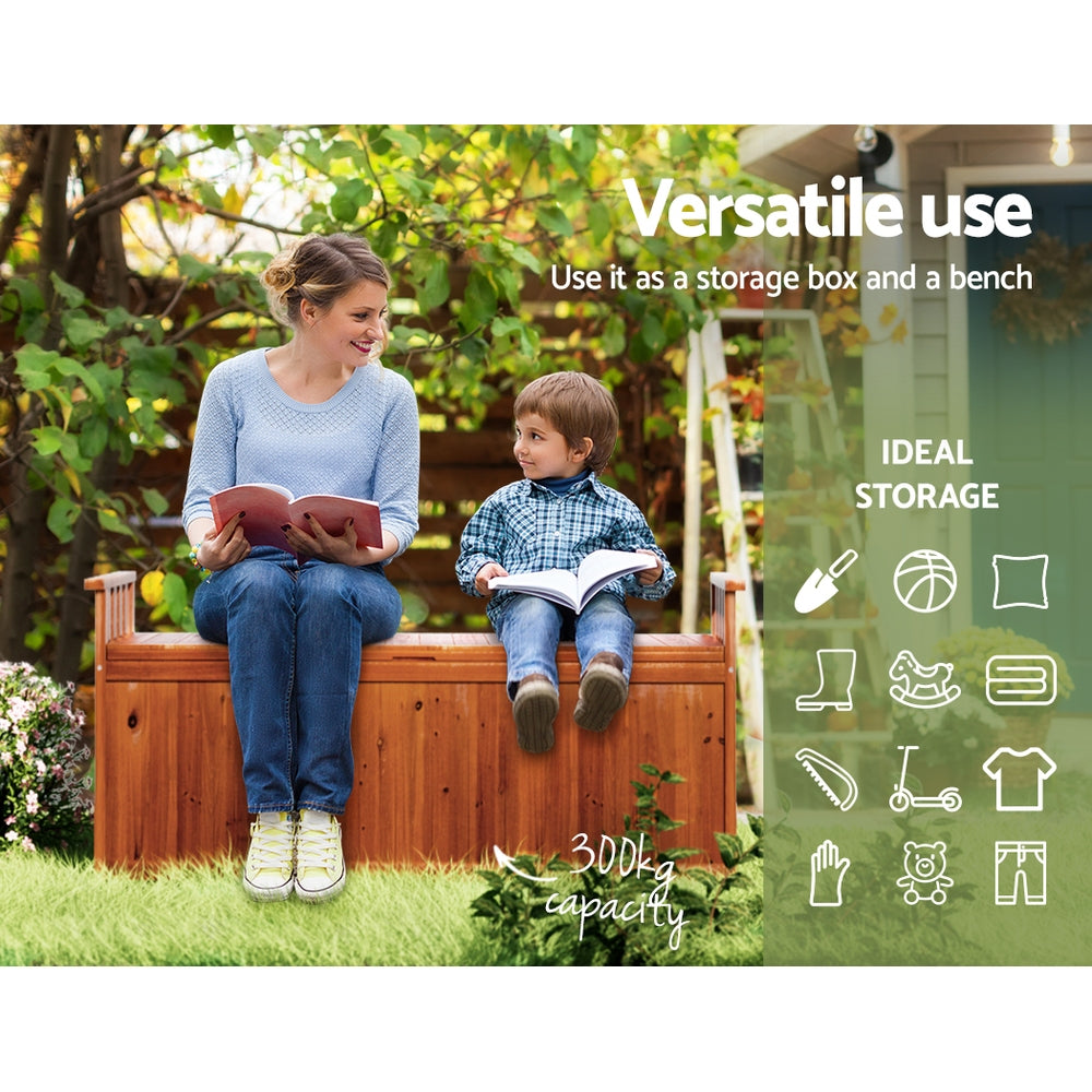 Gardeon Outdoor Storage Bench Box 129cm – Natural Wood