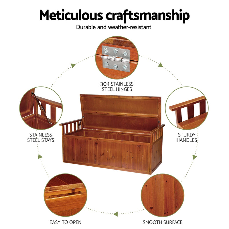 Gardeon Outdoor Storage Bench Box 129cm – Natural Wood
