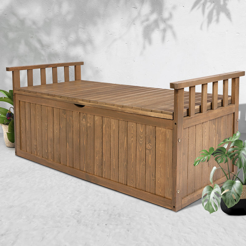 Gardeon Outdoor Storage Bench Box 129cm – Natural Wood