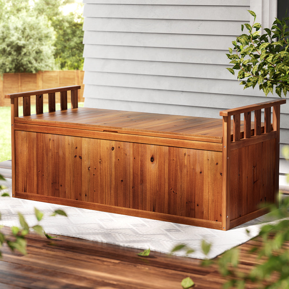 Gardeon Outdoor Storage Bench Box 129cm – Natural Wood
