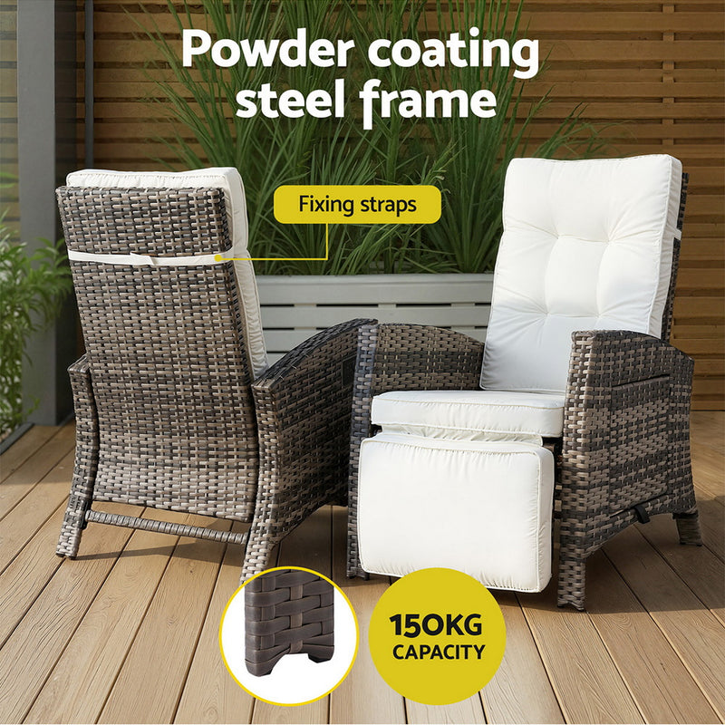 Gardeon Outdoor Wicker Recliner Sun Lounge – Adjustable Brown