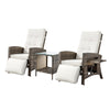 Gardeon 3PC Outdoor Recliner Bistro Set Wicker