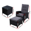 Gardeon Adjustable Wicker Recliner Chairs & Table Set – Black