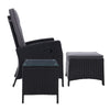Gardeon Adjustable Wicker Recliner Chairs & Table Set – Black
