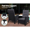 Gardeon Adjustable Wicker Recliner Chairs & Table Set – Black