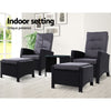 Gardeon Adjustable Wicker Recliner Chairs & Table Set – Black