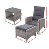 Gardeon 5-Piece Outdoor Recliner Set – Grey Wicker