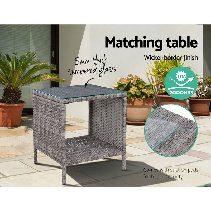 Gardeon 5-Piece Outdoor Recliner Set – Grey Wicker