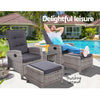 Gardeon 5-Piece Outdoor Recliner Set – Grey Wicker
