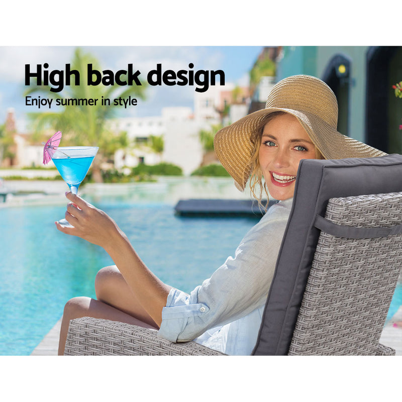 Gardeon 5-Piece Outdoor Recliner Set – Grey Wicker