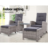 Gardeon 5-Piece Outdoor Recliner Set – Grey Wicker